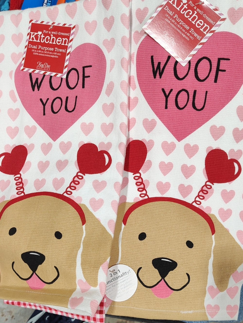 Dual Purpose Towel - Pink Woof You Dog Design